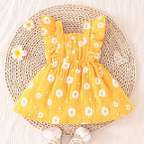 Vestido De Falda Con Volantes Y Estampado De Margaritas Para Bebe Nina