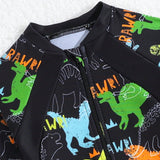 Traje De Bano De Una Sola Pieza Con Estampado De Dibujos Animados De Dinosaurio Para Bebe Nino