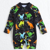 Traje De Bano De Una Sola Pieza Con Estampado De Dibujos Animados De Dinosaurio Para Bebe Nino