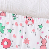 Conjunto De Pijama De Punto Comodo Y Casual Para Bebe Con Mangas Cortas Y Pantalones Cortos Con Esloganes Divertidos Y Graficos De Dibujos Animados Para Nina