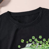 Camiseta De Manga Corta Con Diseno De Automovil Y Trebol Para Preadolescentes (ninas)