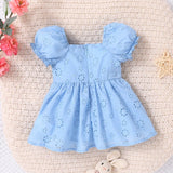 Vestido Puro De Color Bordado Para Bebe Recien Nacida