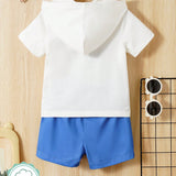 Divertida Y Fresca Camiseta Con Capucha De Cocodrilo Surfista Para Bebe Nino Combinada Con Pantalones Cortos Casuales Que Dan Una Sensacion De Vacaciones