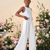 Tween Girl's Dreamy Princess Round Neck Sleeveless Jumpsuit With Long Pants