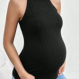 Top De Cuello Halter Ajustado Al Cuerpo De Ajuste Regular Para Mujeres Embarazadas Jovenes Y Casuales