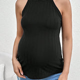 Top De Cuello Halter Ajustado Al Cuerpo De Ajuste Regular Para Mujeres Embarazadas Jovenes Y Casuales