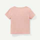 Cozy Cub Baby Girls' Cartoon Strawberry & Stripe Pattern Round Neck Short Sleeve T-Shirt 3pcs/Set