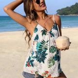 Camisola Suelta Estampada Maternal Con Cuello En V Tropical