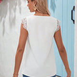 Blusa De Maternidad De Encaje Con Cuello En V Y Ajuste Holgado Y Casula Con Patchwork Y Largo Extendido