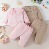 4 Piezas/set Lindo Body Para Bebe De Nina Con Manga Larga Con Pantalones Para Usar En Casa