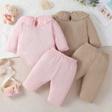 4 Piezas/set Lindo Body Para Bebe De Nina Con Manga Larga Con Pantalones Para Usar En Casa