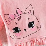 Conjunto De Tops De Bebe Recien Nacido Con Estampado De Gato De Dibujos Animados Para Nina