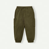 Cozy Cub Pantalones De Punto Suave Con Punos Para Nino Con Distintivo Decorativo