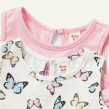 Cozy Cub Conjunto De Vestido En Linea A Sin Mangas Con Cuello Redondo Y Estampado De Mariposas Y Chaleco Para Bebe Nina