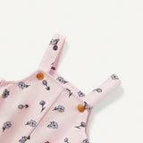 Cozy Cub Pantalones Tipo Peto Con Estampado Floral Suave Para Nina