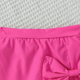Pantalones Adornados Con Simple Y Elegante Nudo De Lazo En 3d Para Ninas De Bebe, Adecuados Para Salidas En Primavera Y Verano