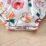 Conjunto De Body Sin Mangas Para Bebe Nina Con Patron Floral Para El Verano