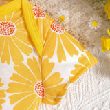 Conjunto De 2 Piezas Para Ninas Bebes Con Estampado Floral De Primavera/verano Amarillo, Body Y Cinta Para El Cabello Para El Aspecto Diario Casual Lindo Y Elegante