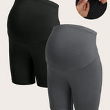 Conjunto De Ropa Interior Tejida Casual Para Mujeres Embarazadas Con Pantalones Cortos Y Leggings, Multiples Piezas