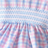 Vestido Corto De Muneca De Estilo Retro Y Lindo De Cuadros Rosa Y Azul Multicolor Para Bebe Nina Para Primavera / Verano