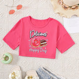 Camiseta Corta Para Preadolescentes Con Estampado De Letra De Postre