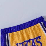 NEW Pantalones Cortos De Malla Transpirables Para Nino Con Impresion De Letras De Color Y Tema Lakers