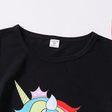 Camiseta de unicornio para nina en edad intermedia con falda de superposicion de malla degradado