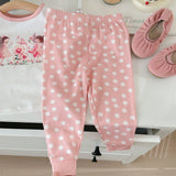 Conjunto De Pijama De Primavera De Punto Con Ajuste Cenido Para Bebe Nina, Con Estampado Floral Y De Dibujos Animados, 6 Piezas