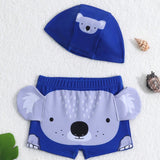 Traje De Bano Impreso Con Patron De Koala Para Nino Con Gorro De Natacion