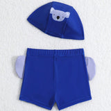 Traje De Bano Impreso Con Patron De Koala Para Nino Con Gorro De Natacion