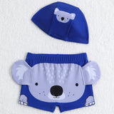 Traje De Bano Impreso Con Patron De Koala Para Nino Con Gorro De Natacion