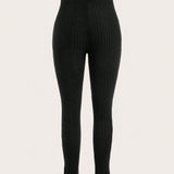 Maternidad Leggings de cintura ajustable con nudo delantero bajo con abertura