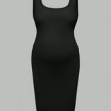 Vestido De Verano Bodycon De Maternidad Con Tirantes Espagueti Informales Urbanos Y Cuello Redondo