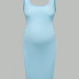 Vestido De Verano Bodycon De Maternidad Con Tirantes Espagueti Informales Urbanos Y Cuello Redondo