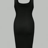 Vestido De Verano Bodycon De Maternidad Con Tirantes Espagueti Informales Urbanos Y Cuello Redondo