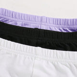 Conjunto De 3 Piezas De Shorts Tejidos Suaves Con Cintura Elastica Para Recien Nacida Nina, En Solido