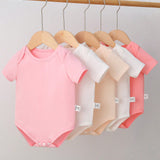 Conjunto De 5 Bodies Informales De Color Solido Para Bebe Nina