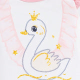 Mono De Punto Con Mangas Cortas Y Pantalones, Estampado De Cisne Animado Lindo, Para Nina Infantil, Casual, 2 Piezas/paquete