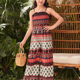 Tween Girls' Casual Everyday Floral Printed Woven Jumpsuit With Spaghetti Straps For Spring/Summer