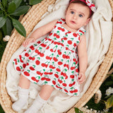 Vestido Casual Y Lindo Con Estampado De Cerezas Para Ninas Bebes Para Uso Diario O En Primavera Y Verano