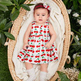 Vestido Casual Y Lindo Con Estampado De Cerezas Para Ninas Bebes Para Uso Diario O En Primavera Y Verano