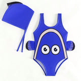 Conjunto De Traje De Bano Y Gorro De Natacion Encantador Para Nino Infante Con Diseno De Frases En Azul