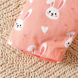 Conjunto De Body De Manga Larga Y Corta Con Estampado De Conejo Para Ninas Bebe, Regalo