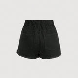 Shorts De Mezclilla Lavados Rasgados Holgados Y Desgastados Para Ninas preadolescente De Primavera Y Verano Y2k Con Bolsillo Diagonal. Ropa De Verano Para Chicas, Atuendos De Concierto.