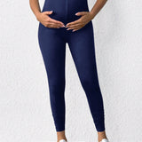 Leggings De Maternidad Bodycon De Color Solido De Moda