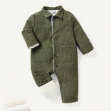 Cozy Cub Bebe nino Mono con boton delantero con parche de bolsillo con forro teddy