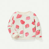 Cozy Cub Sudadera Casua De Cuello Redondo Versatil Y Con Estampado De Fresa Para Nina Bebe