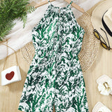 Fashionable And Casual Tween Girl Abstract Printed Jumpsuit, Sleeveless And Thin