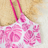 Tween Girls' Tropical Print Ruffled Bikini Set, Random Pattern