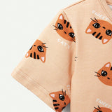 Cozy Cub Bebe Nina Casual Animal Dibujos Animados Impreso Cuello Redondo Manga Corta Top 3 Piezas Trajes